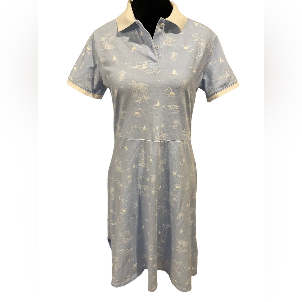 Lands’ End Nautical Tropical Islander Vacation Preppy Country Club Polo Dress